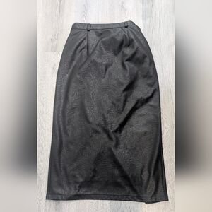 Vintage ARDOISE Black Shiny Midi Skirt Size Large Gothic Retro Canada